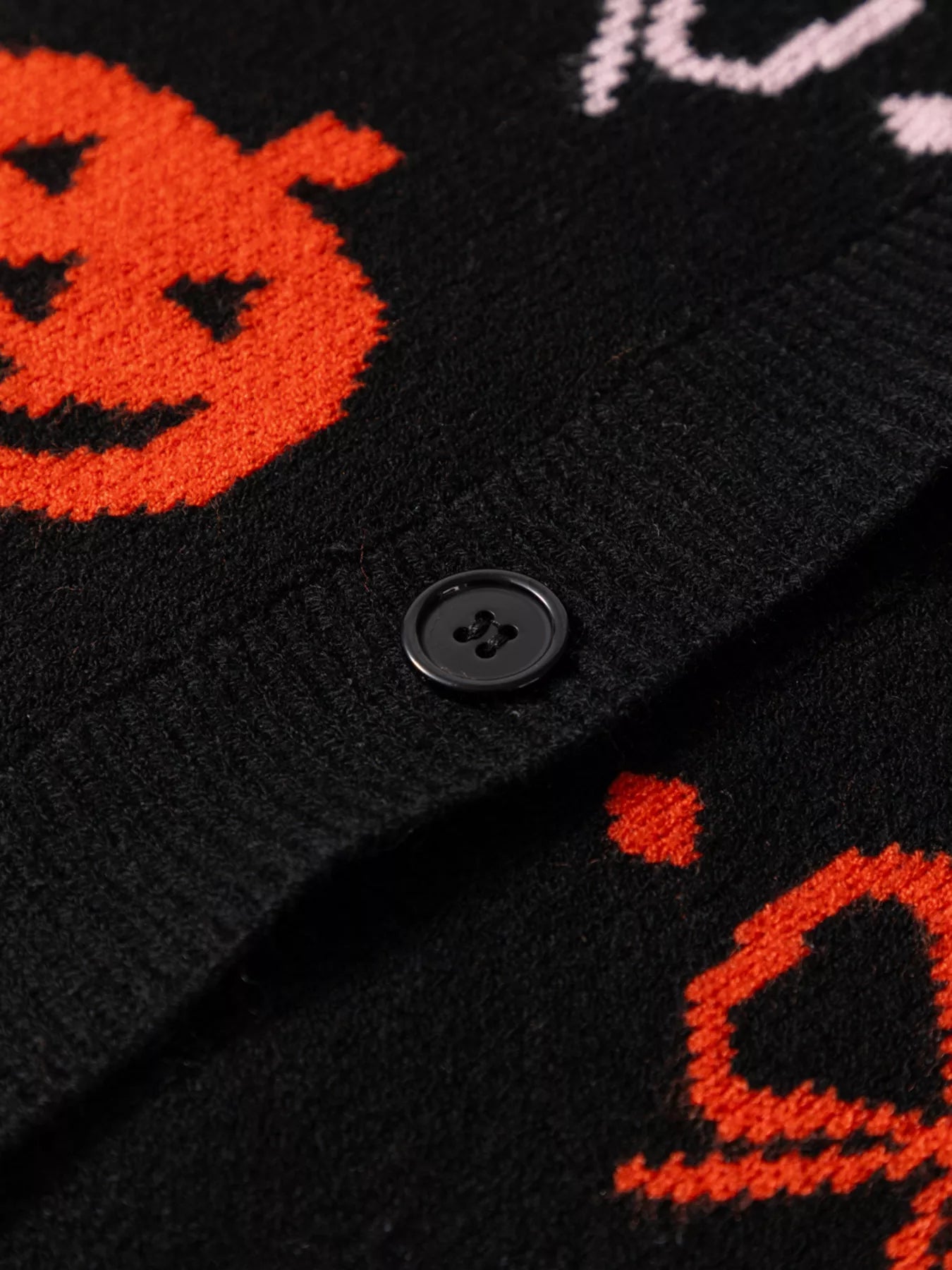 Halloween Pumpkin Pattern Button-Up Cardigan