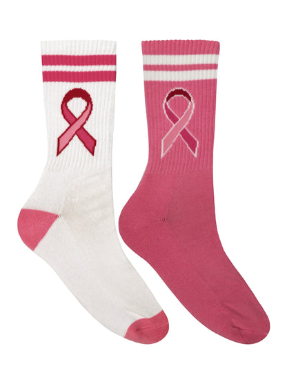Breast Cancer Ribbon Crew Socks