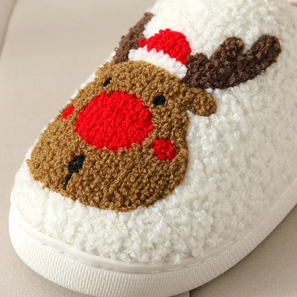 Christmas Elk Cotton Slippers for Women Men