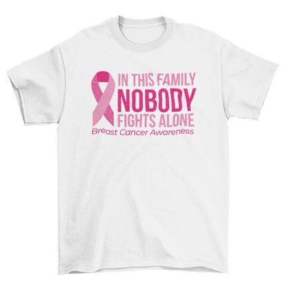 Breast cancer awareness w/ quote "In this family nobody fights alone"
