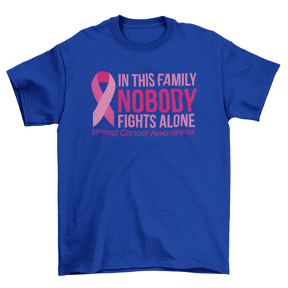 Breast cancer awareness w/ quote "In this family nobody fights alone"