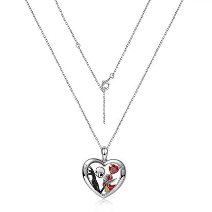 Halloween Heart-shaped Skull Necklace With Rhinestones Couple Love
