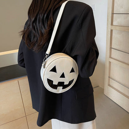 Halloween Pumpkin Small Round Bag Girls Funny Cute Shoulder Bag