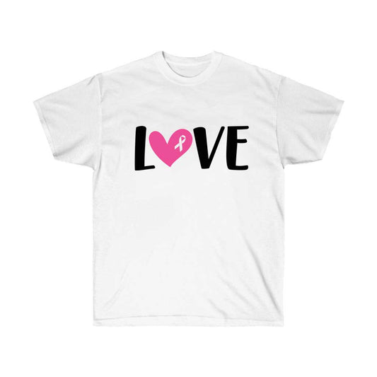 Love with Pink Heart Breast Cancer Awareness T-shirt