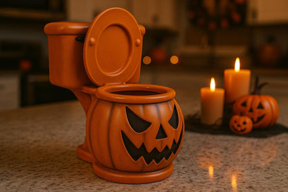Halloween Toilet Bowl Pumpkin Candy Dish – Airbrushed Resin